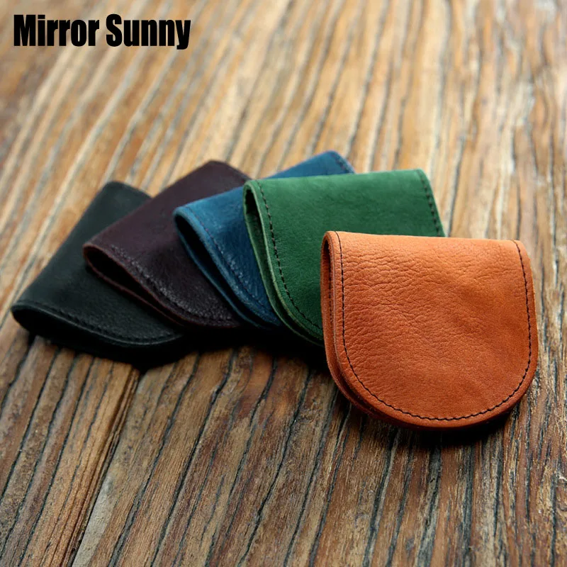 

Original Handmade Retro Genuine Leather Mini Change Wallet For Men Women Head Cowhide Leather Female Small Creative Coin Bags