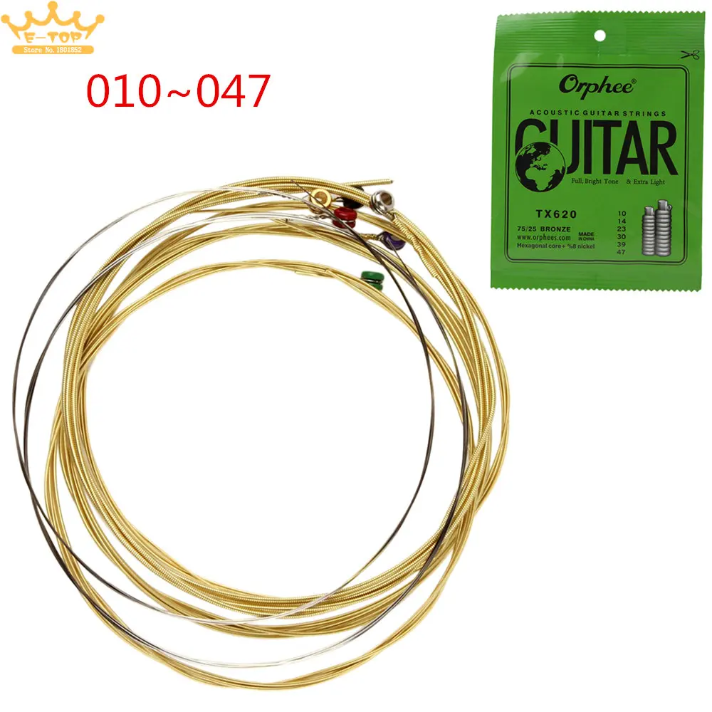 6pcs /set Acoustic Guitar String 010 047 Phosphor Bronze Alloy Strings