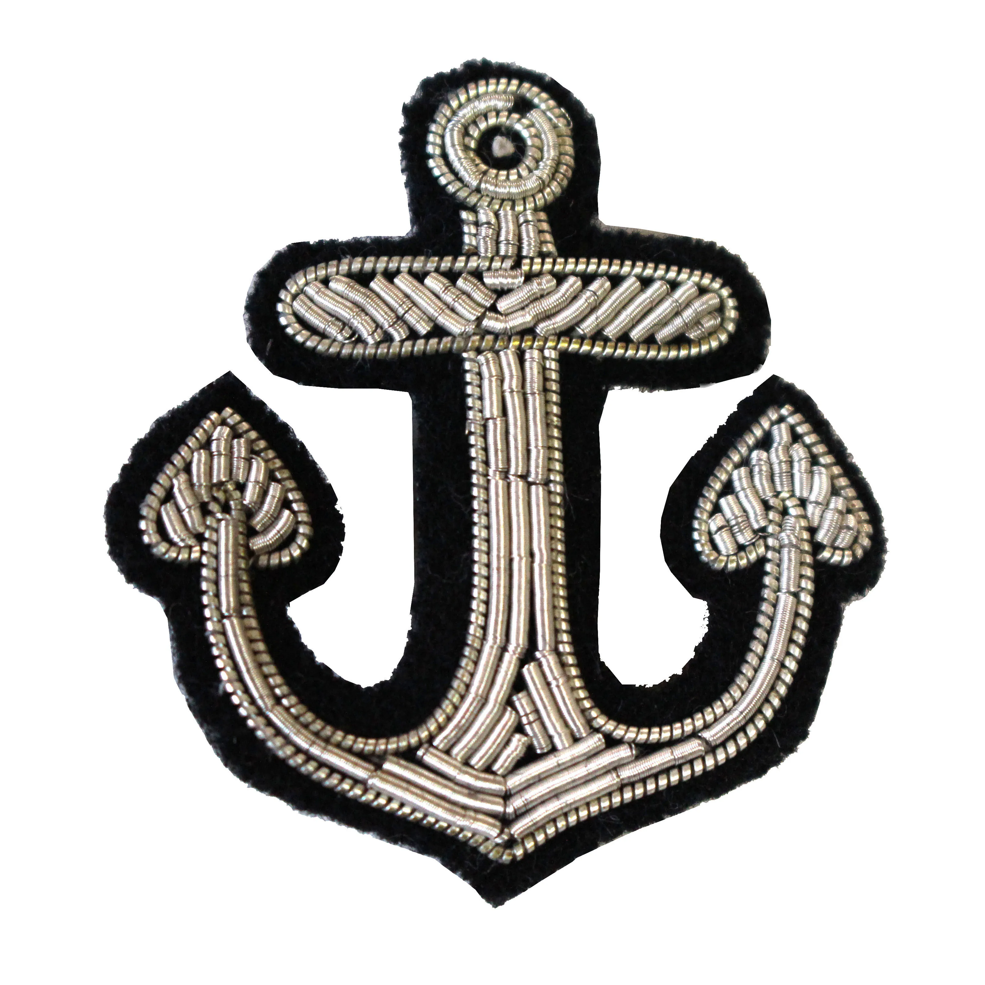 Download Handmade bullion wire embroidery/Goldwork pin, Cartoon Badge Series Anchor Shape SILVER color ...
