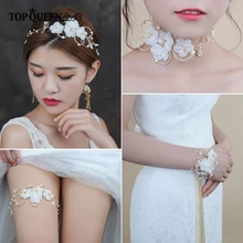 TOPQUEEN HP62 свадебные аксессуары для волос Цветочные украшения для волос с золотой лист свадебный головной убор Свадебная повязка на голову гирлянды диадема невесты