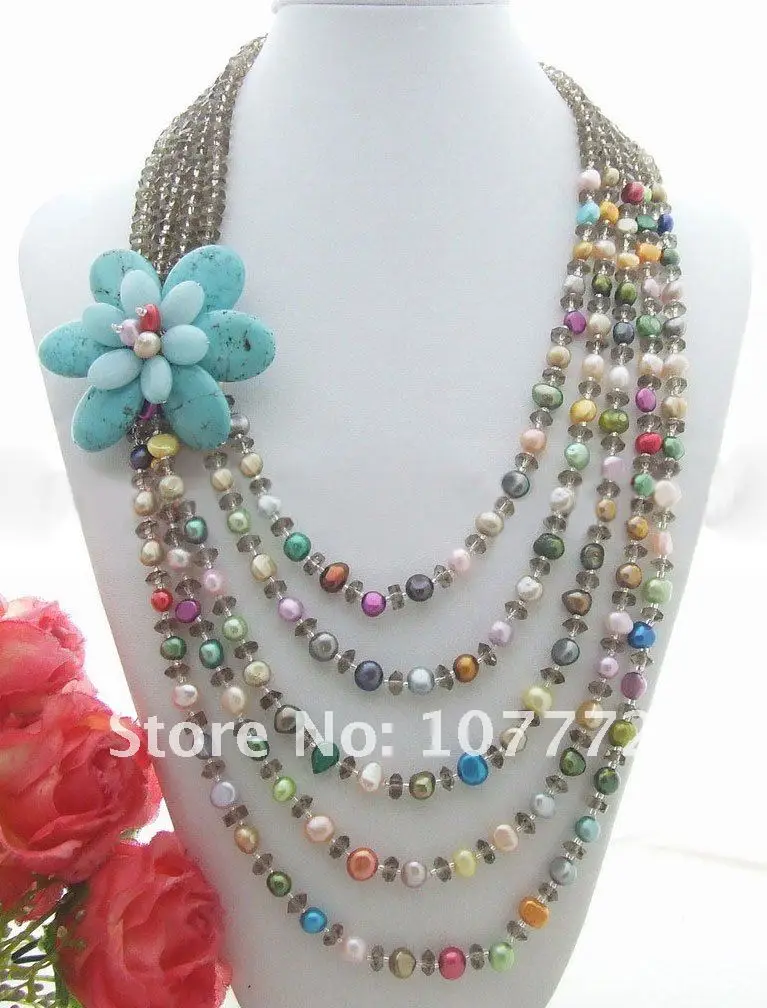 

Excellent! Pearl&Blue Semi-precious Stone Necklace