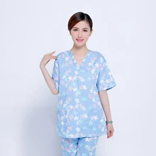 Новые Медицинские халаты 2 предмета в комплекте; Цветочный принт форменной одежды для медицинского Костюмы стоматологическая клиника медсестра костюм хирургический костюм