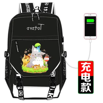 

My Neighbor Totoro Printing Backpack Kawaii Cat Women Backpack USB Charging Laptop Backpack Canvas school bags for teenage girls