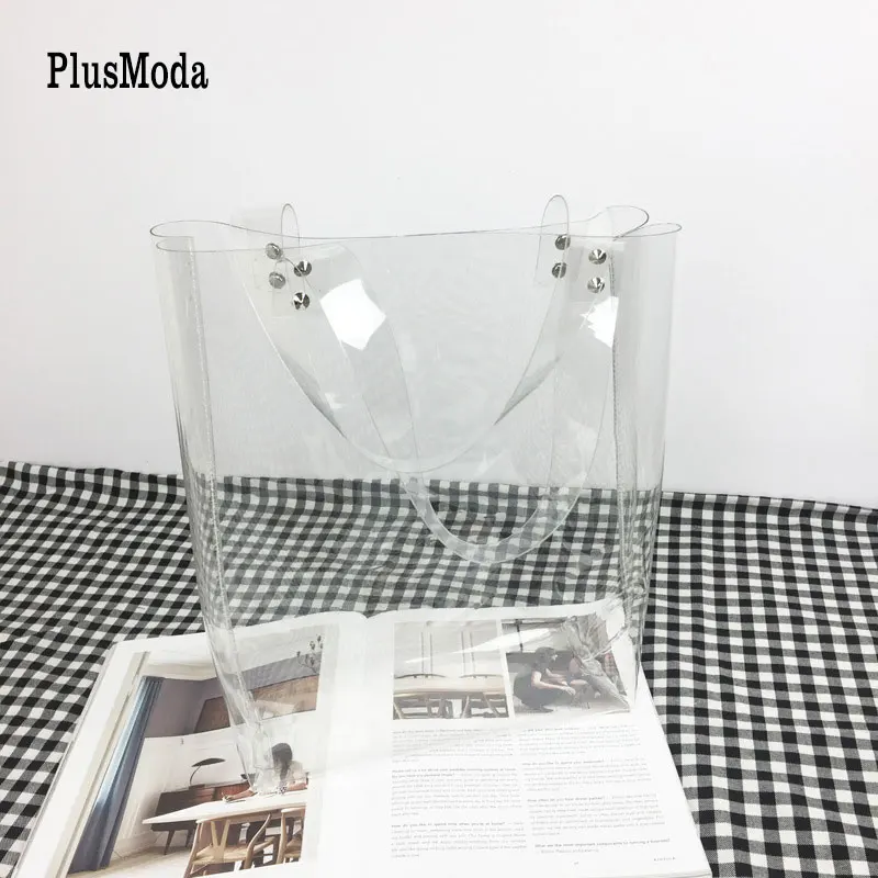 

2019 New Summer PVC Transparent Lady Handbag and Purse Jelly Women's Beach Bag Waterproof Brand Design Women Tote Bag Shopping