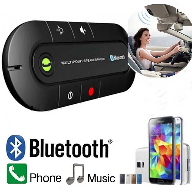 Universal Bluetooth Wireless Speaker Phone MP3 Player Car Kit Sun Visor Clip Speakerphone Car Charger socket (17)