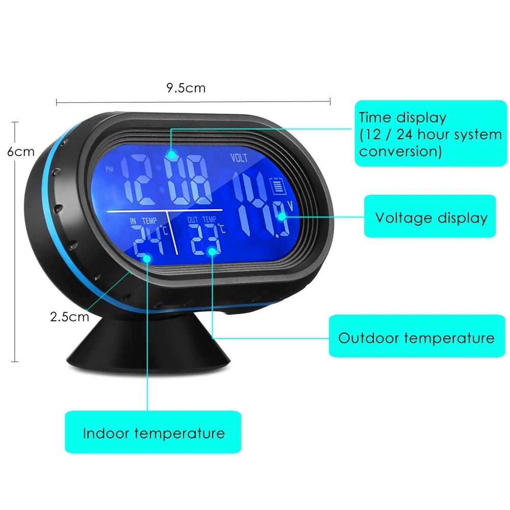 VicTsing VST 7009V Car Digital Clock with Thermometer Automotive Voltmeter TimeTemperatureVoltBacklight Digital Car Clock LED (14)