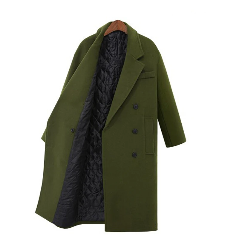 De Lâche Green Automne Libre Oversize Gray Manteau Épaississent Hiver Cachemire Imité Laine army Survêtement dark Mode Long Navy Femmes La Solide Pardessus Taille Blue Plus z7SwdUn4qx
