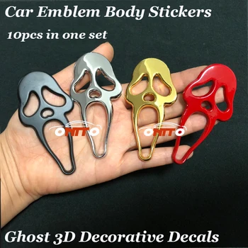 

3D Metal 8x4cm Best price Declas 10pcs /lot For Ghost logo badge Car Emblem decorative Body Sticker Motorcycle accessories