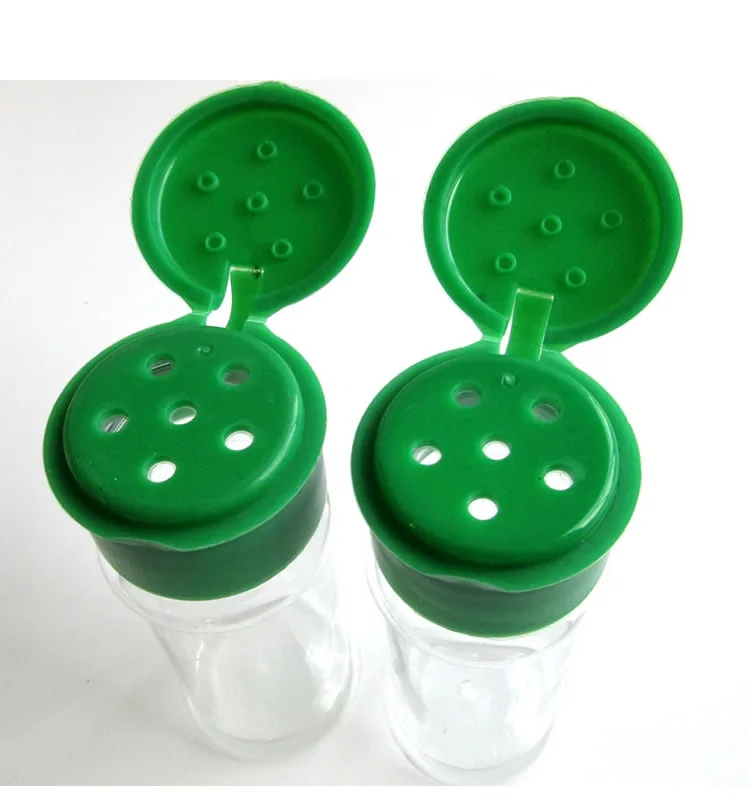 

2pcs Clear Plastic Pet Spice Jars Storage Container Bottle With Flip Tops Shaking Sifter Spoon Caps Salt Container Kitchen Tools