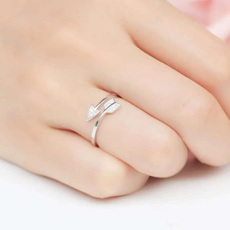 LNRRABC 1PC New Drop Shipping Alloy Arrows Crystal Women Allergy Free Rings Hot Sale Open Sagittarius 3 Colors Adjustable Rings