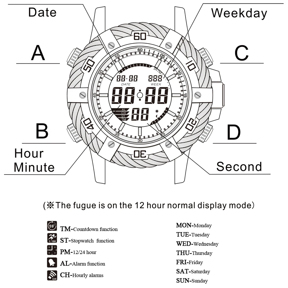 Baratos Marca superior GOLDENHOUR reloj digital y analógico de lujo para hombre deportivo de doble pantalla resistente al agua reloj de pulsera reloj de cuarzo de moda Masculino