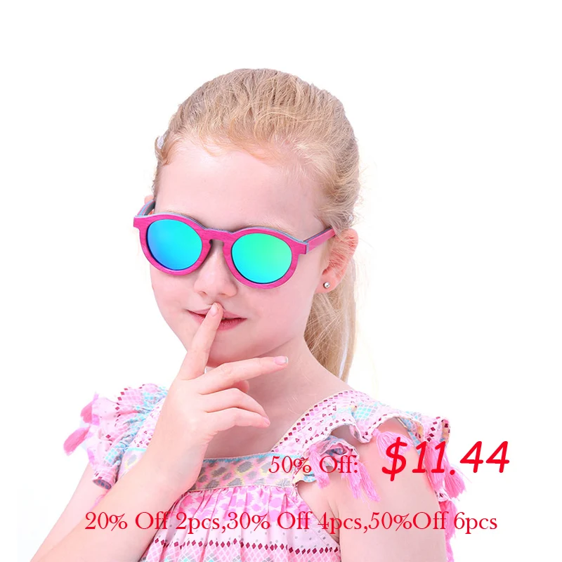 

Polarized Wood Sunglasses For Kids Color Matching Frame Girls Sun Glasses Boys Sunglasses