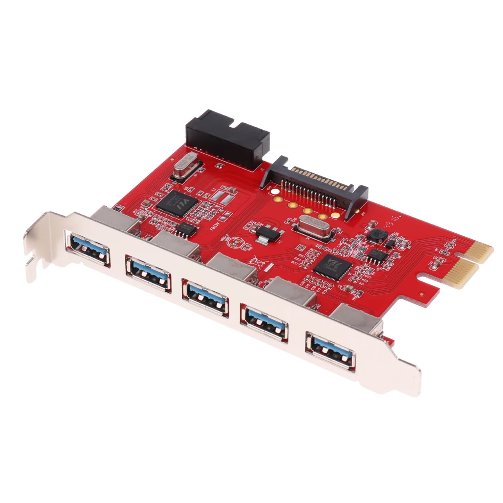 5 Ports PCI-E PCI Express Card to USB 3.0 19 Pin Connector Adapter