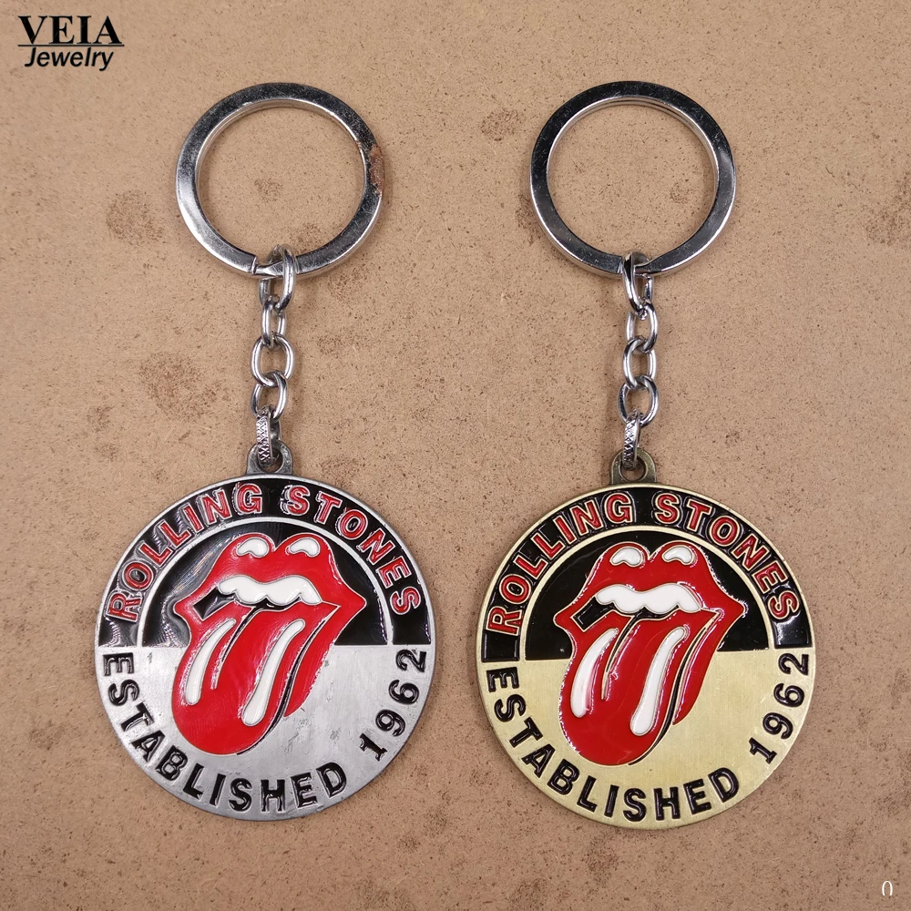 

2017 New Music Band Statement Fashion Keychain Rock Band Metal keyring Rolling Stones Red Tongue keychains nice gifts Chaveiro