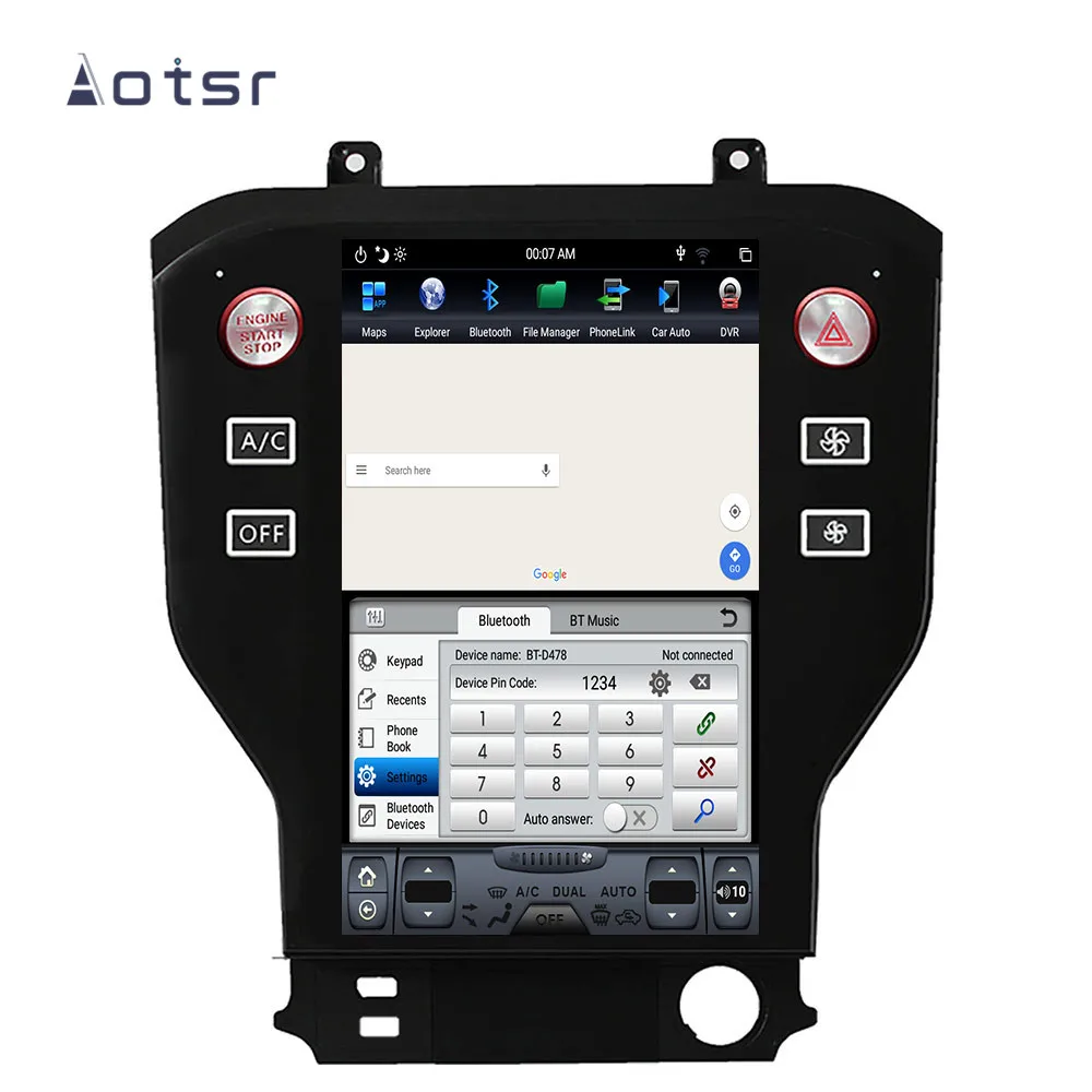 Cheap Tesla style Latest Android 8.1 4+64 Car GPS Navigation  for Ford Mustang 2015+ auto stereo multimedia No DVD Player with carplay 4