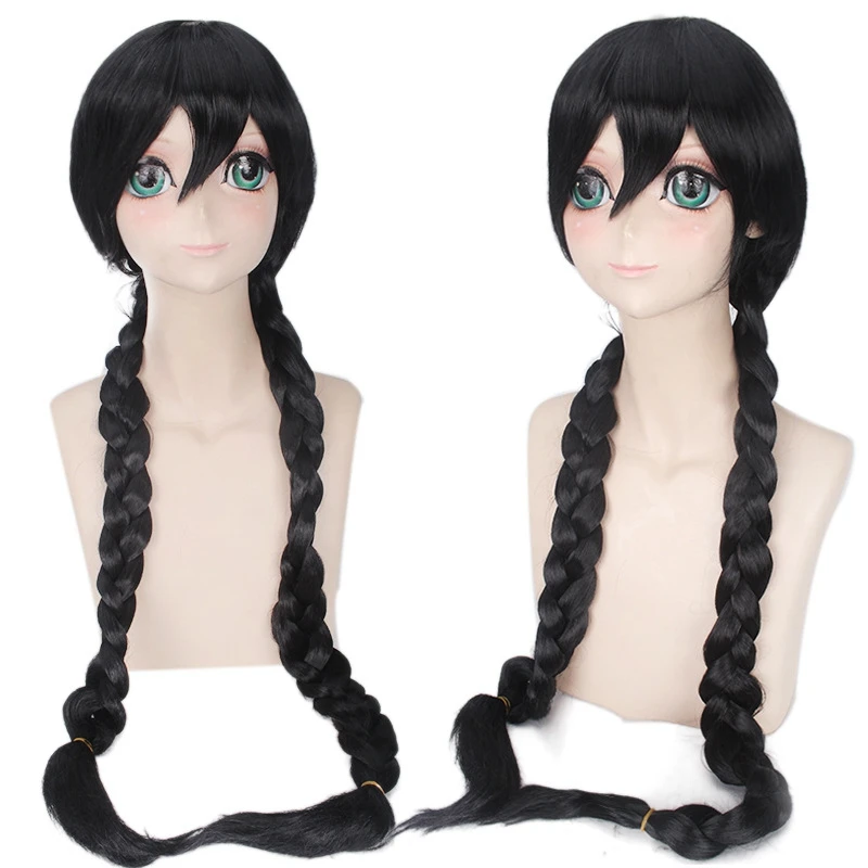 

Danganronpa Fukawa Toko Long Straight Braid Cosplay Wigs 100cm Anime Party Universal Heat Resistant Synthetic Hair Black