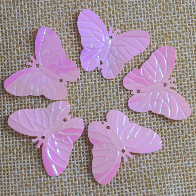 

230PCS(50g) Pink AB 22*30mm Large Butterfly Sequins with 2 holes &Paillette Sewing glitter stickers in children garment su