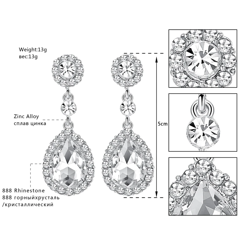 Mecresh серебряный цвет большой кристалл свадебные Висячие серьги для женщин большие длинные серьги в форме слезы Помолвочные ювелирные изделия EH003