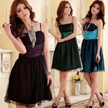 

BIG SIZE L~3XL Sexy Elastic Waist Gauze Draped Bow Formal Special Occasion Clothing Women Lady Plus Large Short Party Dress Gown