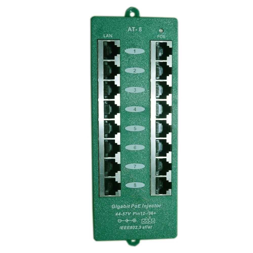 Активный PoE 802.3af 802.3AT 8 портов Gigabit Power over Ethernet инжектор-блок питания не входит в