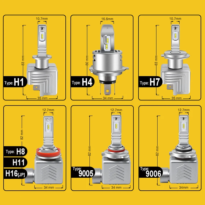 Лампа для Фар H4 led H1 H7 H11 9005 HB3 9006 HB4 60 Вт, светодиодная фара для автомобиля, высокая мощность, белый цвет, 6500 K, Стайлинг автомобиля