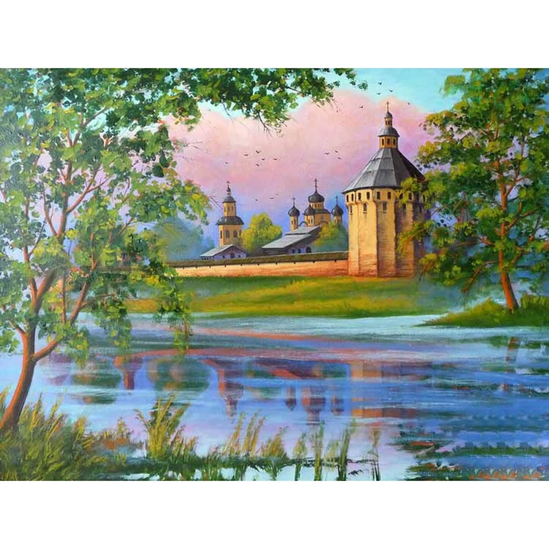 

Diamond Embroidery Landscape Orthodox Christianity Picture Rhinestone Full Square Diamond Painting Religion Scenery Decor
