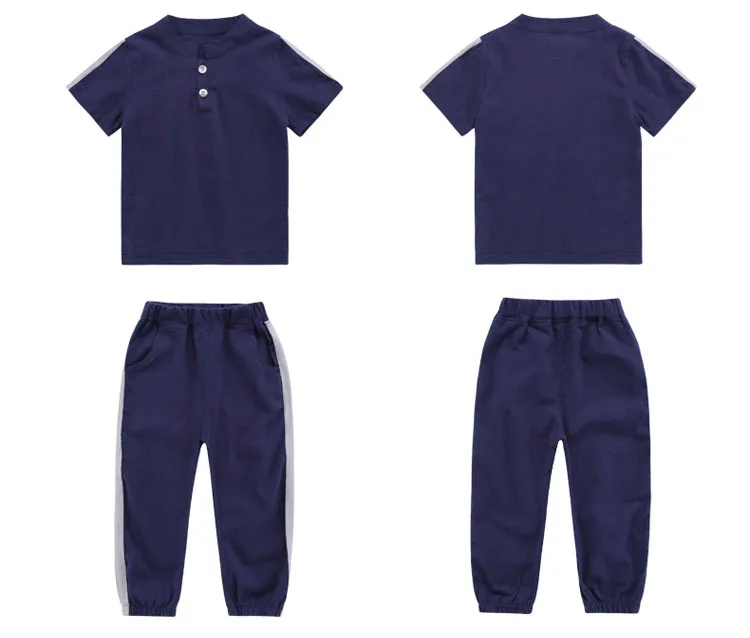 kids 2pcs sets solid o-neck cotton linen tops t shirts for boys sport suits fashion boys clothes children summer 2018 clothing (18)