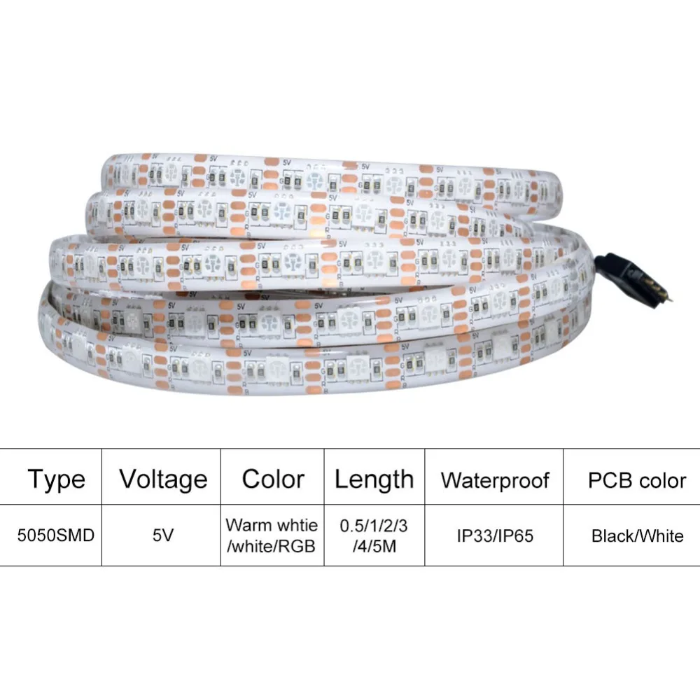 Гибкая светодиодная лента 5 в постоянного тока 5050 SMD USB RGB 50 см 1 2 3 4 м фосветильник