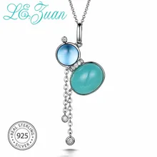 L& zuan 925 серебро натуральный 2.92ct опал Бутылка Тыква Элегантное ожерелье и кулон для женщин с серебряной цепочкой