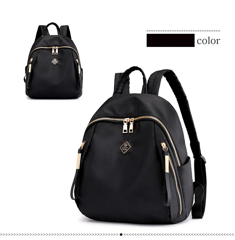 Women Floral Nylon Backpack Female Fashion Printing Casual Rucksack Famous Lady Girls Large Black Purple Blue Soft Shoulder Bag (8)