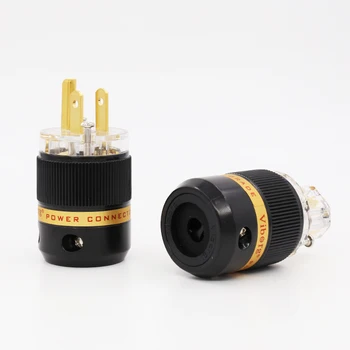 

ViborgX1 pair Hifi audio pure copper 24K gold plated Transparent US version AC power plug connector extension adapter