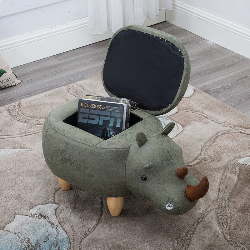 Store Promotion Bean Bag Shoe Stool Pouf Chair Leather Sofa Ottoman Kid Toys Storage Footstool Solid Wood Nordic Deco Furniture