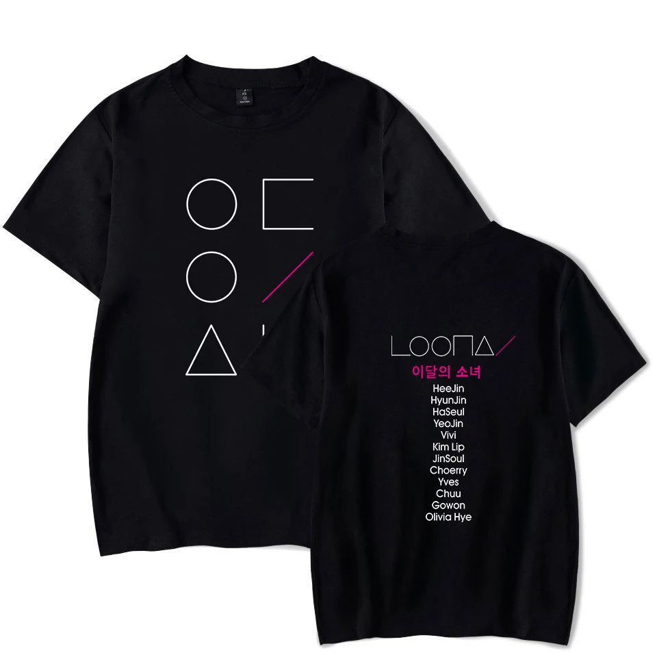 

LOONA Summer Cool Logo O-neck T-shirt Women/men Kawaii Kpop Hip Hop Harajuku Fashion Short Sleeve Casual Tops Print Plus Size