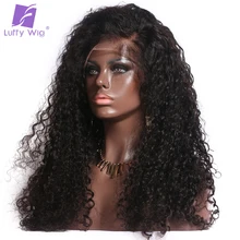 Luffy 180 Density Curly 13*6 Long Space Lace Front Human Hair Wigs With Baby Hair Pre Plucked Hairline Peruvian Non Remy 12-24