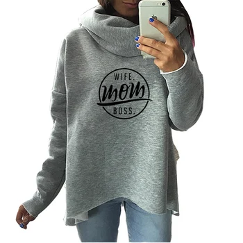 

2018 New Fashion WIFE Mom BOSS Print Kawaii Hoodies Women Sweatshirt Femmes Cute FemaleYouth Sweatshirts Frauen Buckle Plus Size