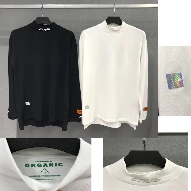 

19SS 1:1 real tags Heron Preston T Shirt Long Sleeves Embroidery Ctnnb T-shirts High Collar TSHIRT Harajuku Heron Preston TShirt