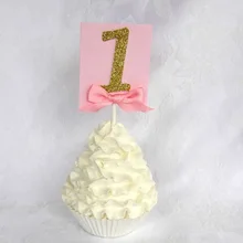 Блеск индивидуальные инициалы или номера для новобрачных, вечеринка в честь новорождённого украшения для капкейков Свадебные Шпажки для фруктов вечерние украшения