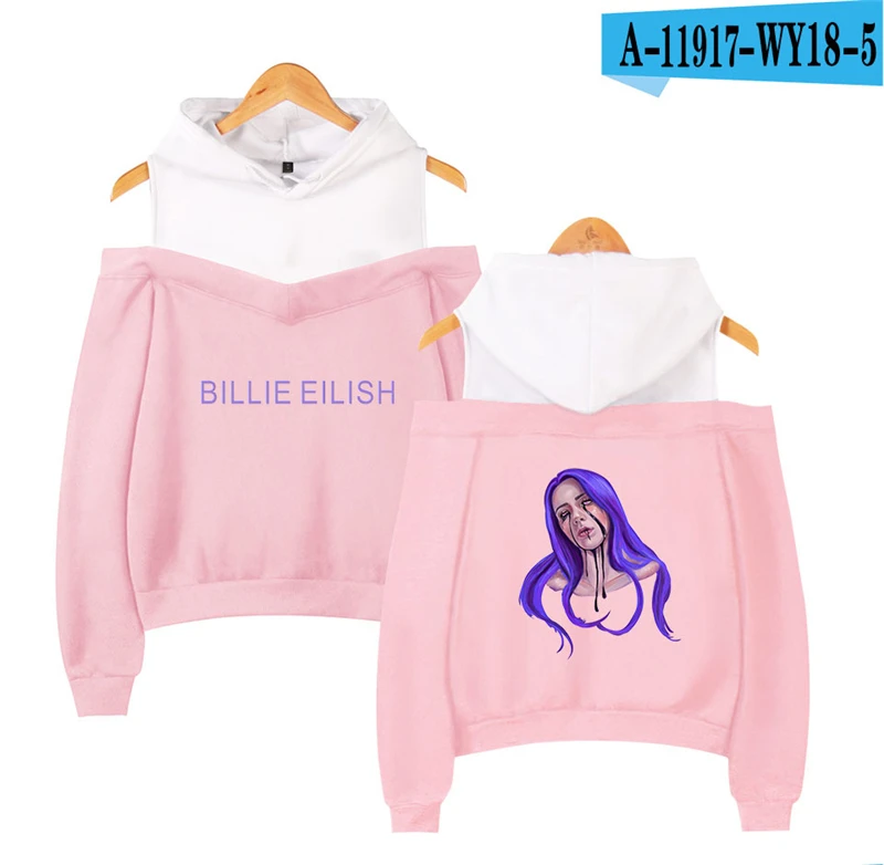 

Billie Eilish Hoodie Off Shoulder Popular Singer Sweatshirts Kpop Sweatshirts Ladies Pullover Billie Eilish Clothing Oversized