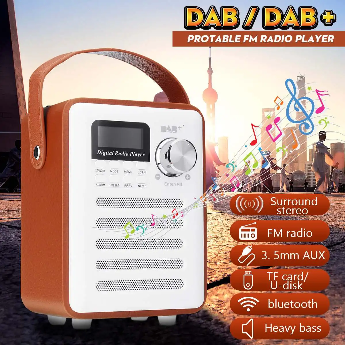 

Digital Radio bluetooth LED Stereo FM/DAB/DAB+ Alarm Clock Speaker Music Player