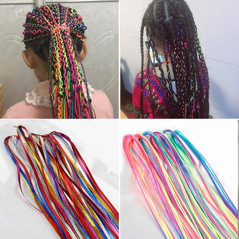 

90cm 5~100Pcs/Set Mix Color Twist Knitting Hair Braided Handmade Ribbon Woven Rope Braided Hair Styling Tool Accessories