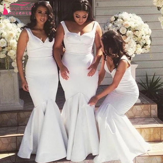 White African Mermaid Bridesmaid Dresses Off The Shoulder Wedding White African Mermaid Bridesmaid Dresses Off The Shoulder Wedding Guest Long Elegant Brides Maid Gowns