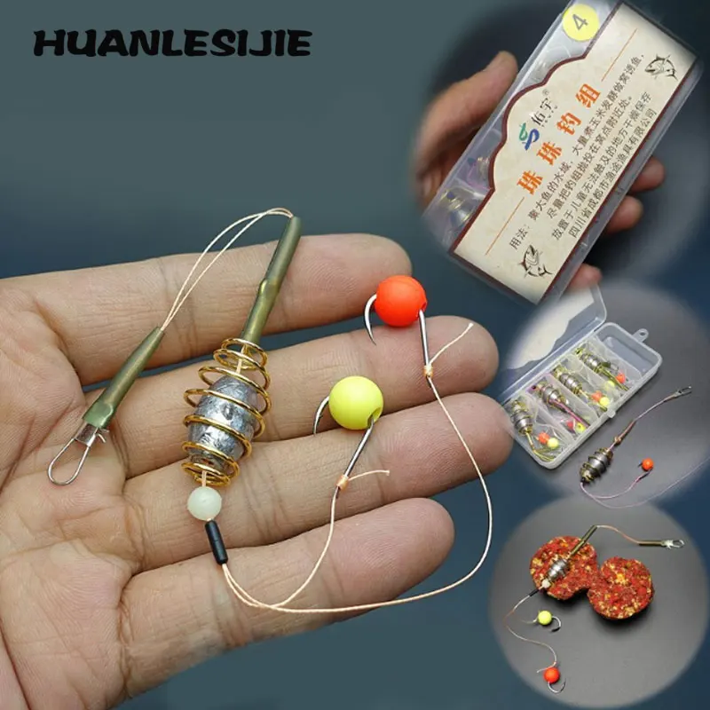 

5pcs/set Camping Fishing Rods Beads Pearl Lead Jig Beads Japan Carp Fishing Treble Method with Box Accessories