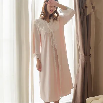

Double sided Flannel lace patchwork princess sweet style Fake two pieces Nightgowns winter new good quality sleep dress gx1161