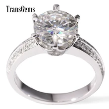 Transgems 1 Ct Moissanite DEF/GH Color Double Halo Engagement Wedding Rings For Women with white Gold Ring