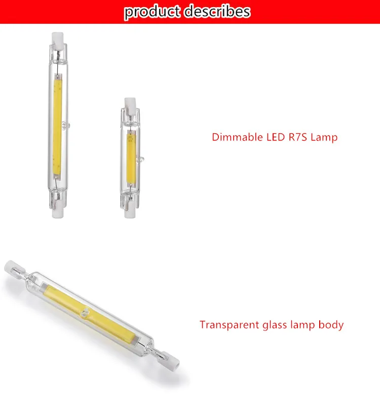 10 шт. Dimmable R7S COB светодиодный стеклянная лампочка трубка для замены Галогеновый свет пятна 78 мм 118 мм AC 110V 220V Энергосберегающее Освещение