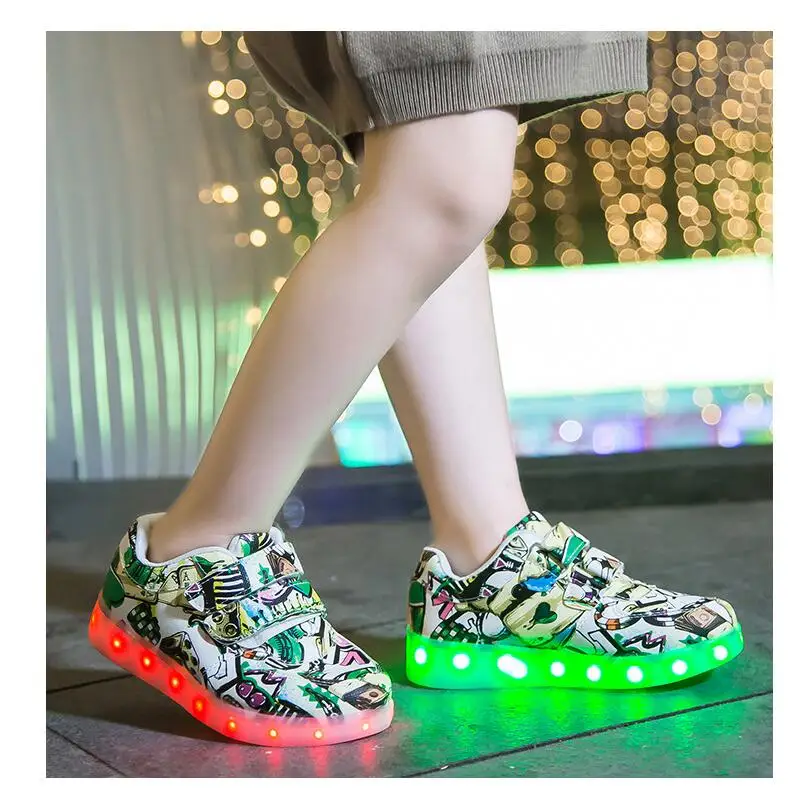 USB Charger children led shoes for Boy&Girl glowing sneakers Kids Light Up shoes led slippers