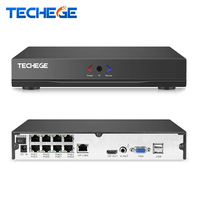 Techege 8CH 1080 P POE NVR HD 48 В реального PoE сети видео IEEE802.3af для ip-камер ONVIF FTP P2P облако XMeye CCTV
