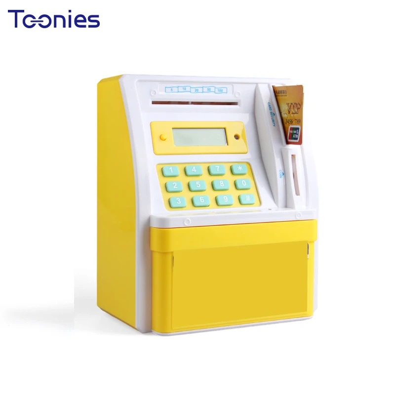 Smart Financial Management Money Box Safe Coin Storage ATM Automatic Teller Machine LCD Display Date and Time Clock Piggy Bank |