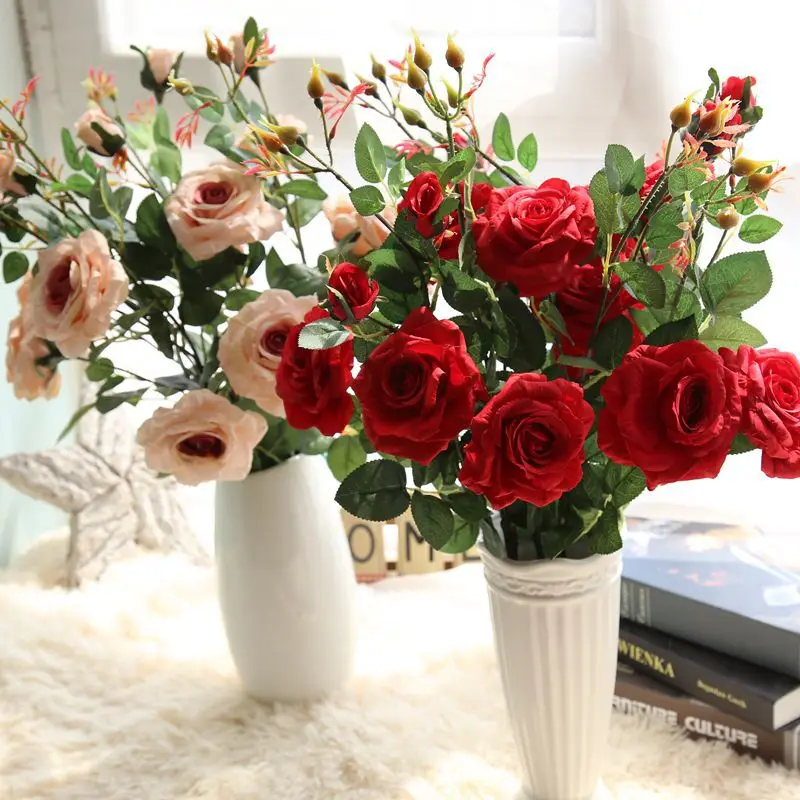 Buy 5pcs Artificial flowers Rose High Imitation Flower