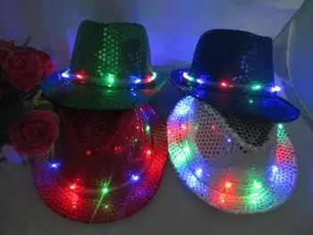 

Fashion glowing hat Hip-hop hip-hop cap The nightclub glowing sparkle hat LED stage performance cap
